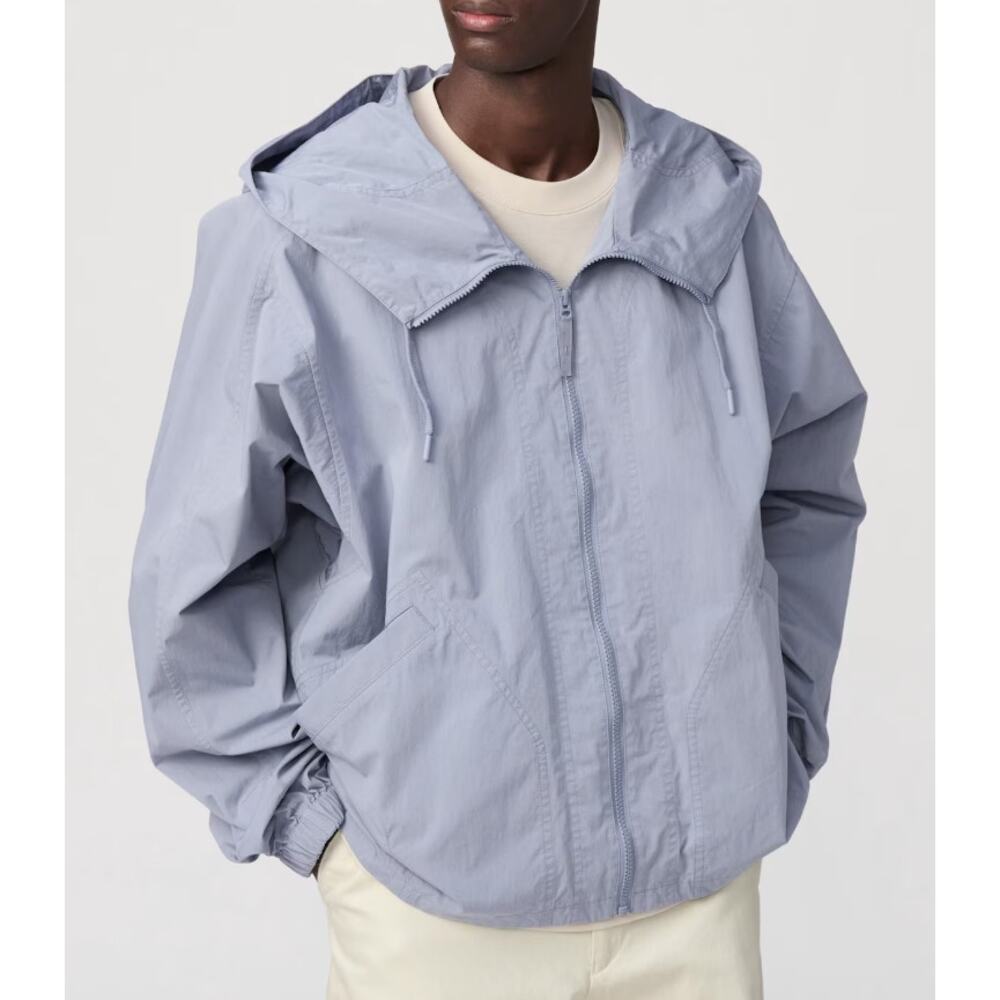 Uniqlo U Hooded Full Zip Blouson in Gray / Blue